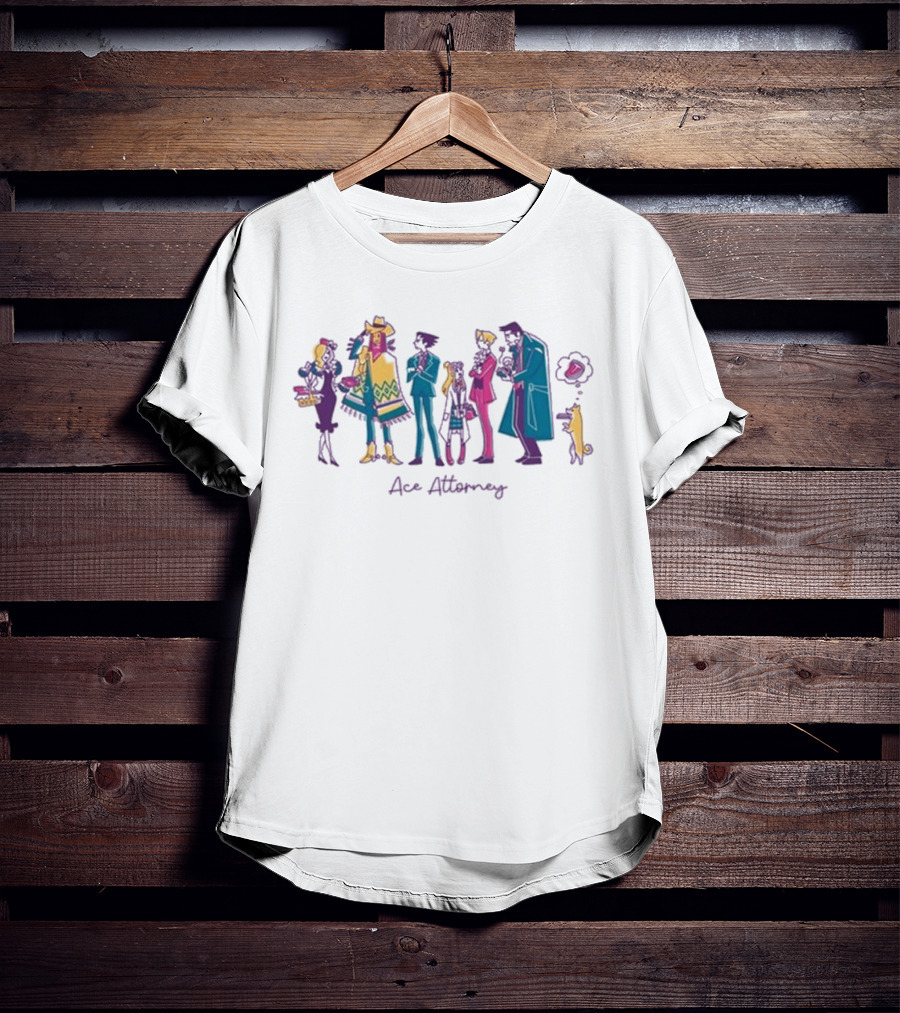 Ace Attorney Characters In Colorful Lawful Lunch Break Scene T-Shirt