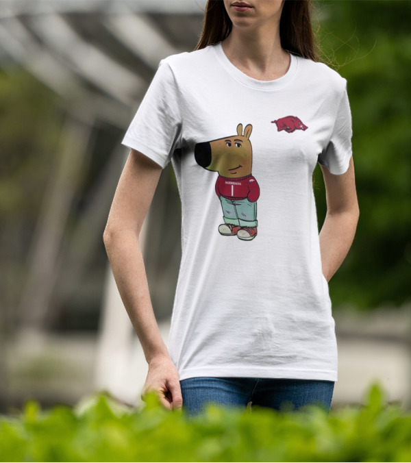 Arkansas Razorbacks Chill Guy Mascot With Cartoon Character In Red Sweater And Jeans T-Shirt