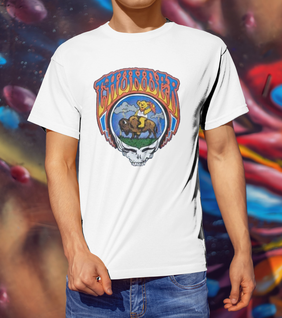 Oklahoma City Thunder Grateful Dead Bear On Buffalo With Skull T-Shirt