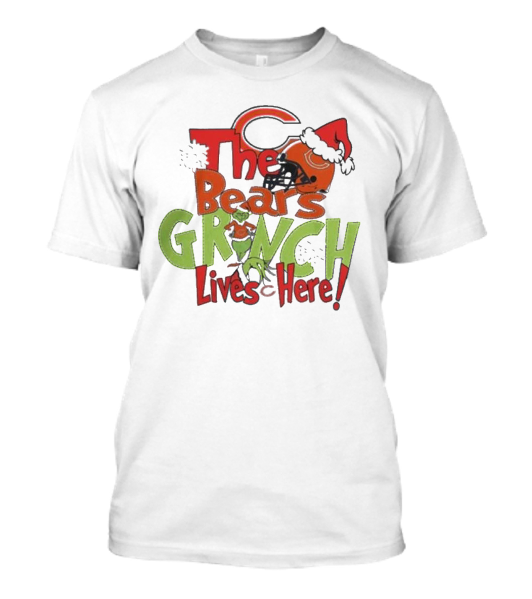 The Bears Grinch Chicago Lives Here Christmas T-Shirt