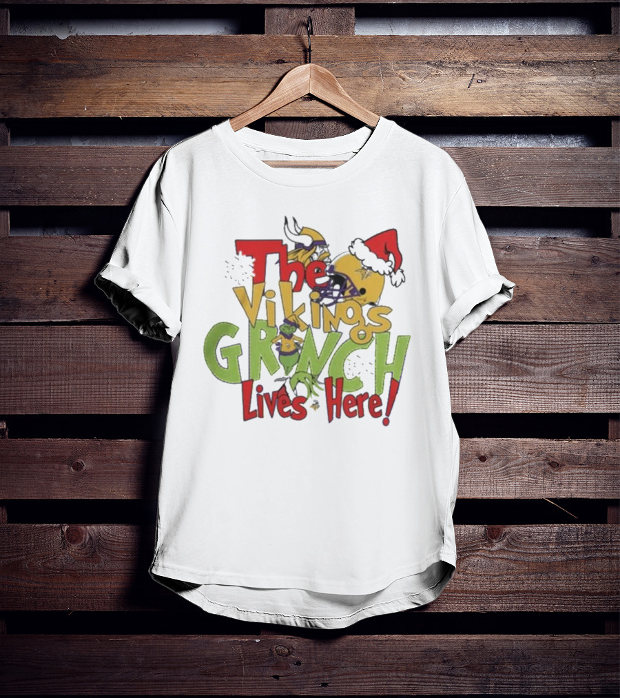 The Minnesota Vikings Grinch Lives Here Holiday T-Shirt