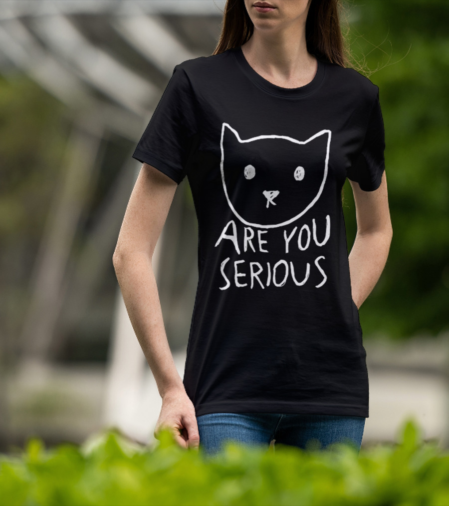 Are You Serious Cat Minimalist Sketch By Fox Shiver T-Shirt