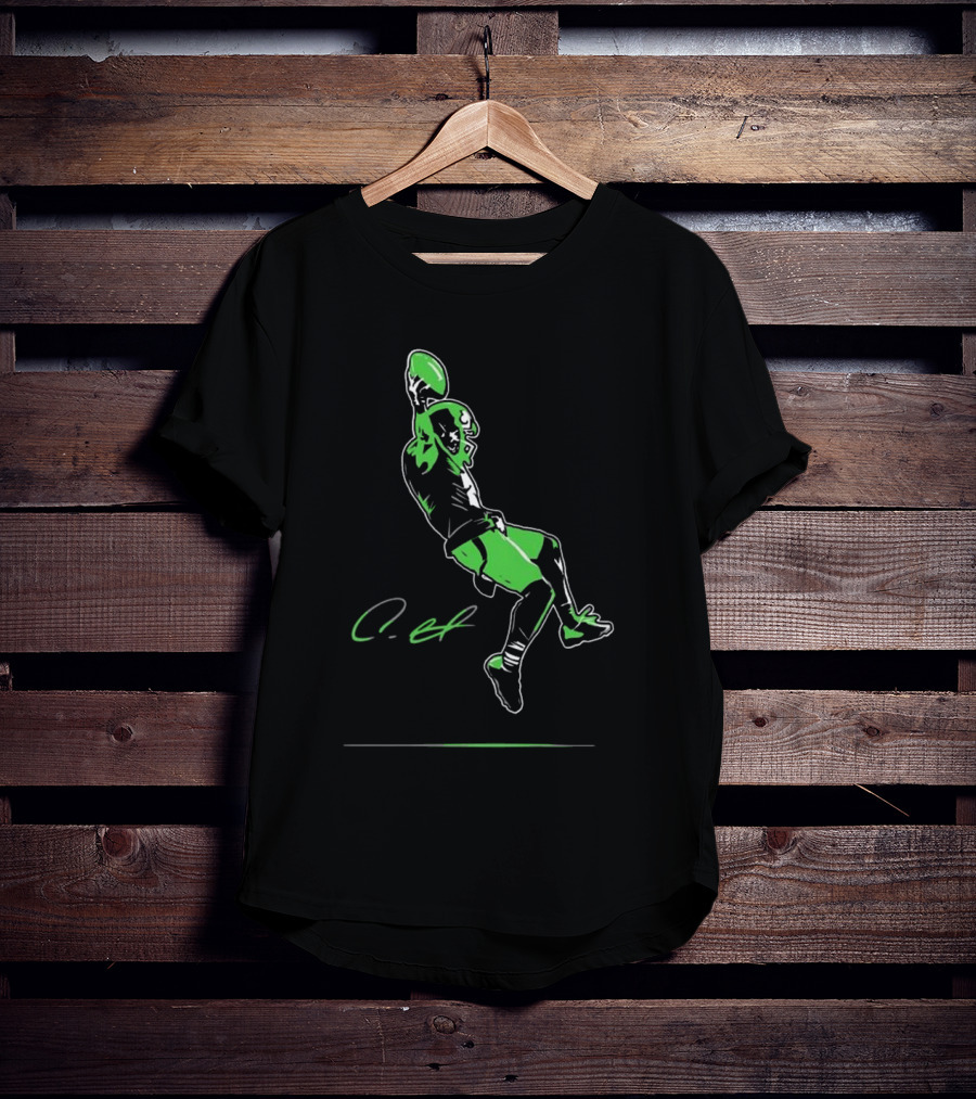 Coby Bryant Legendary Green Football Celebration Signature T-Shirt