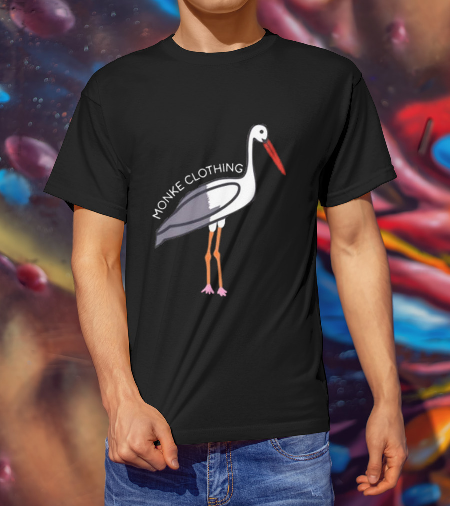 Monke Clothing Stork Woven Design With Stork T-Shirt