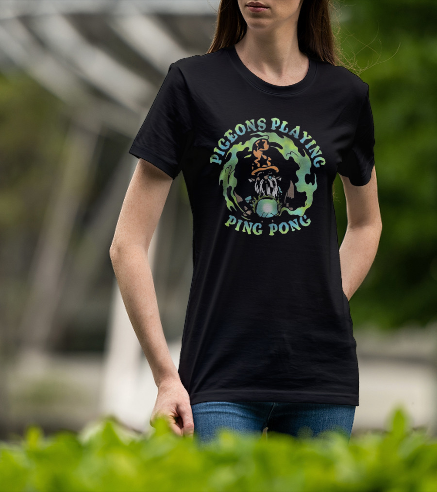 Pigeons Playing Ping Pong Wizard Psychedelic T-Shirt