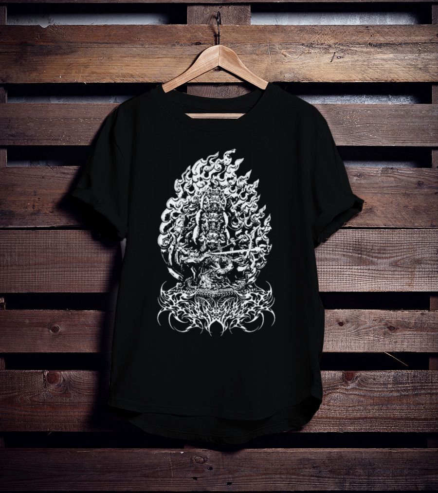 Rahula Polyphia Buddhist Deity Intricate Flame T-Shirt