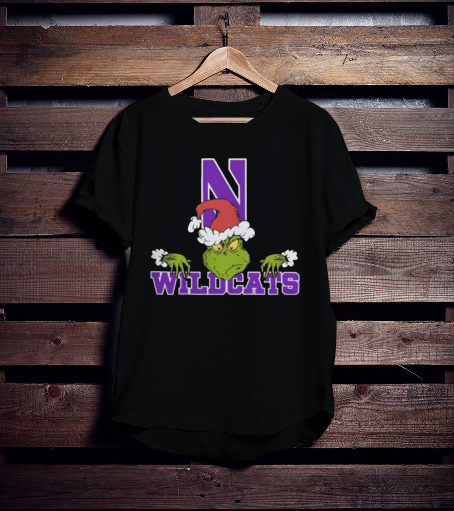 NCAA Northwestern Wildcats Grinch Christmas Football T-Shirt