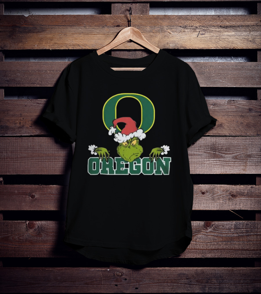NCAA Oregon Ducks Grinch Christmas Football T-Shirt