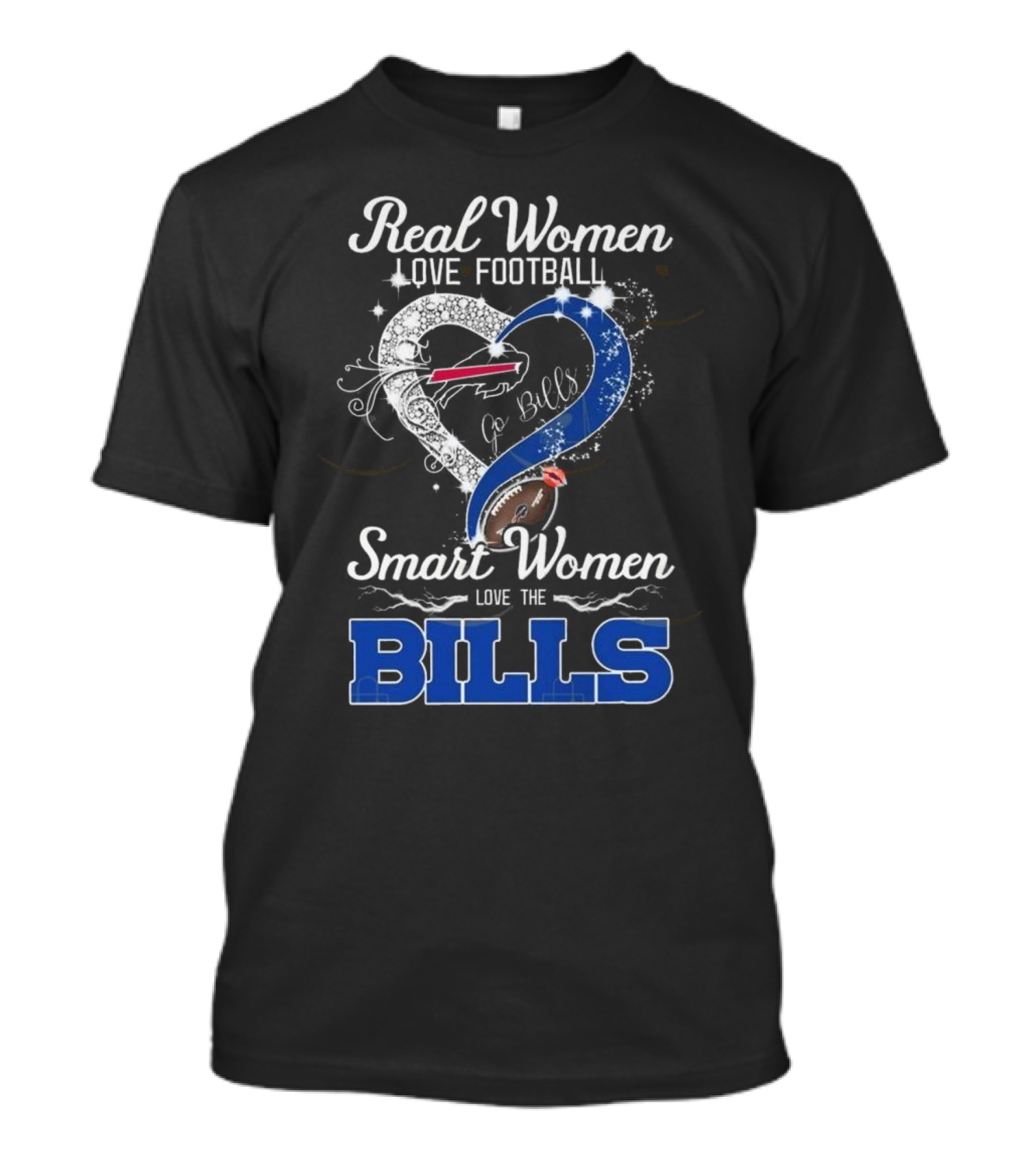 Real Women Love Football Smart Women Love The Bills Go Bills T-Shirt