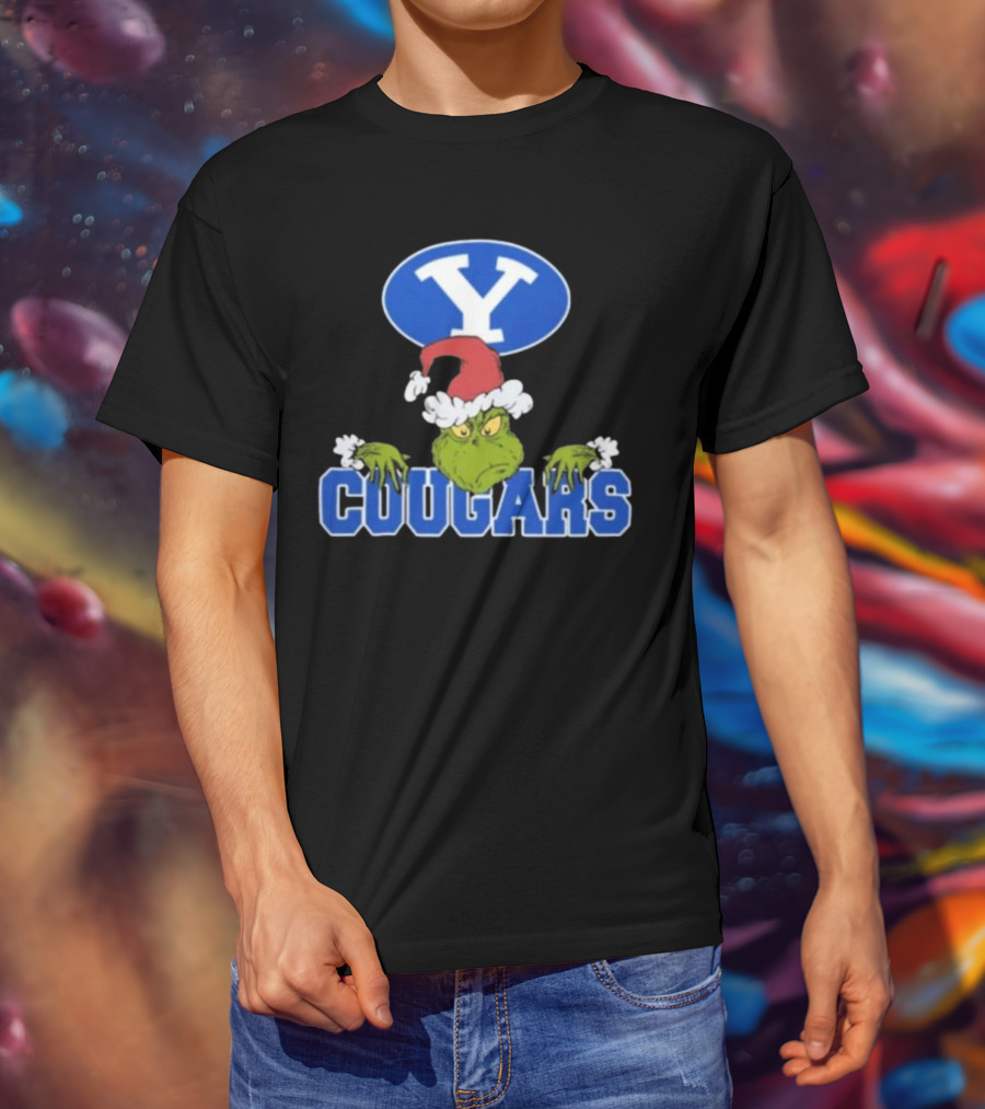 BYU Cougars Grinch Christmas NCAA Football T-Shirt