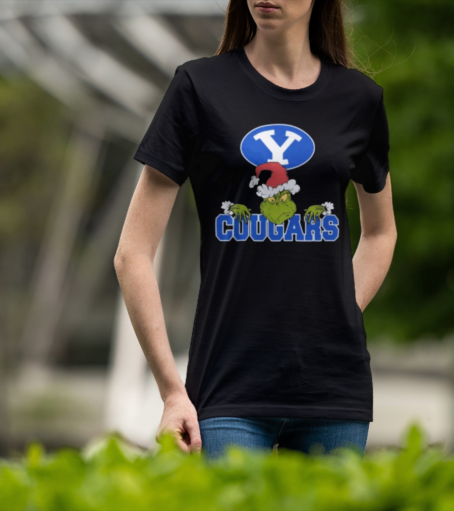 BYU Cougars Grinch Christmas NCAA Football T-Shirt