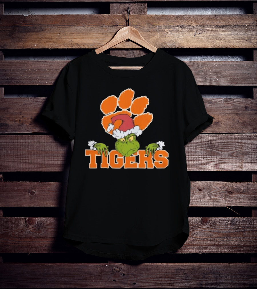 NCAA Clemson Tigers Grinch Christmas Football T-Shirt