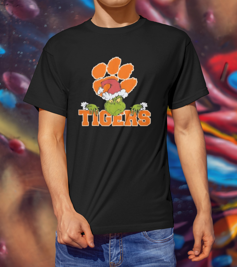 NCAA Clemson Tigers Grinch Christmas Football T-Shirt