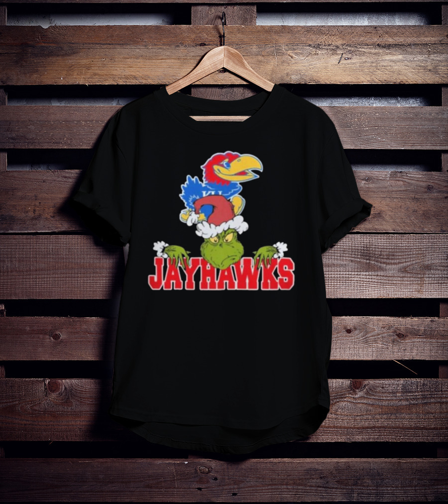 Kansas Jayhawks Grinch Christmas NCAA Football T-Shirt