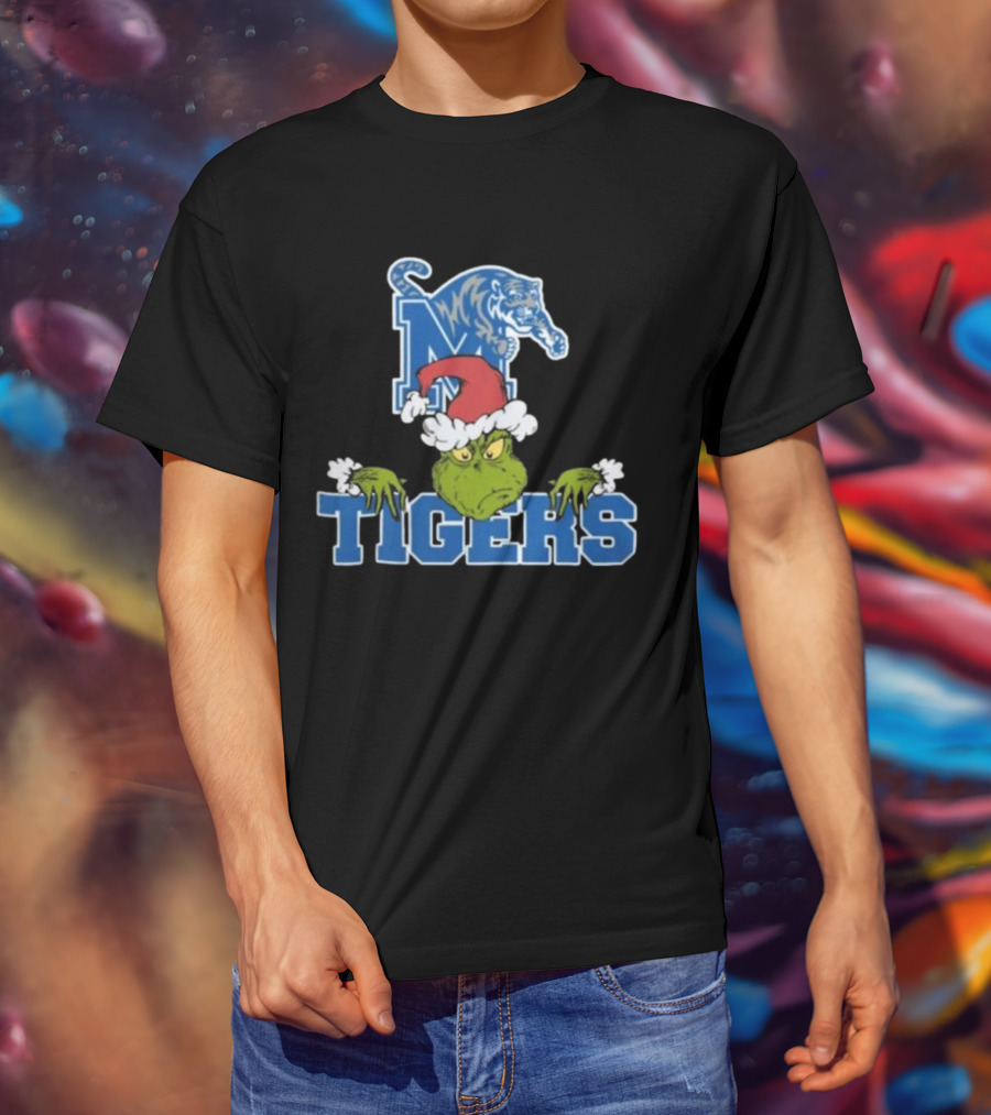 Memphis Tigers Grinch Christmas Football NCAA T-Shirt