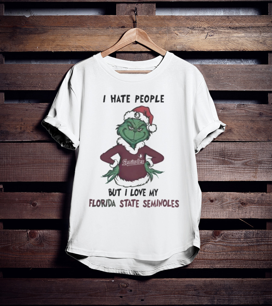 I Hate People But I Love My Florida State Seminoles Grinch Christmas T-Shirt
