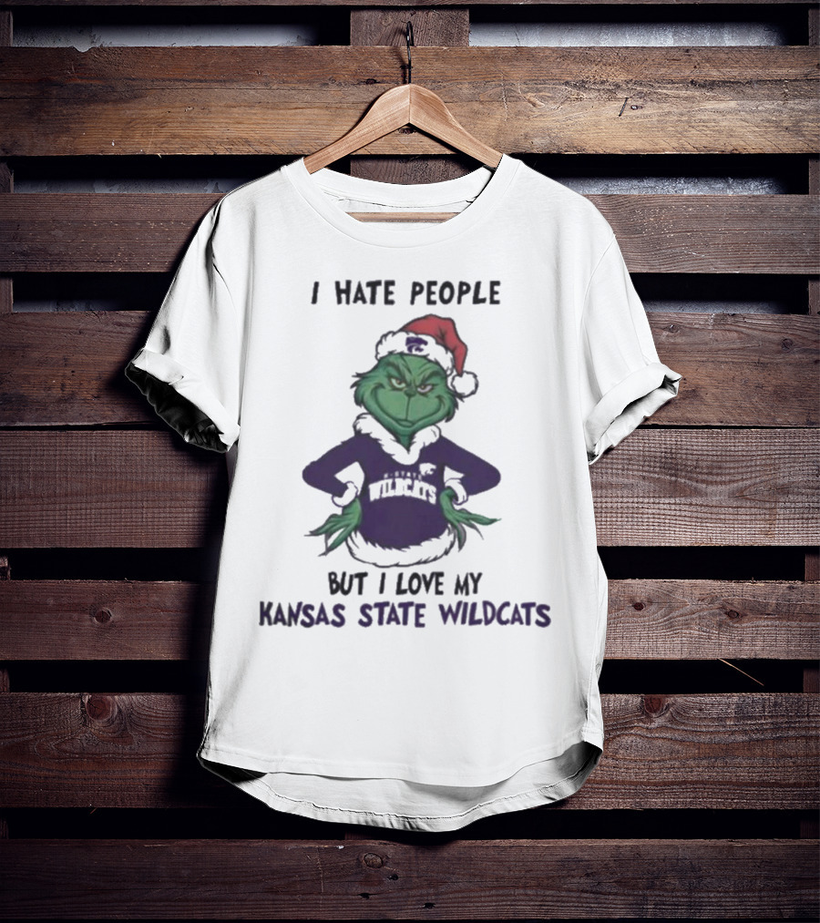 I Hate People But I Love My Kansas State Wildcats Grinch Merry Christmas T-Shirt