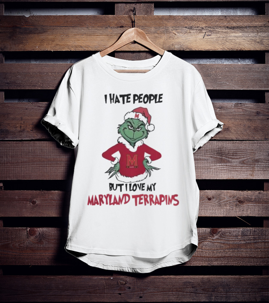 I Hate People But I Love My Maryland Terrapins Grinch Christmas T-Shirt