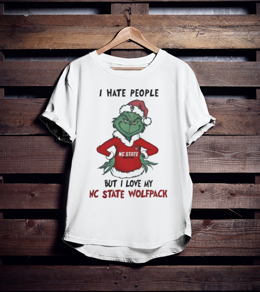 I Hate People But I Love My NC State Wolfpack Grinch Christmas T-Shirt