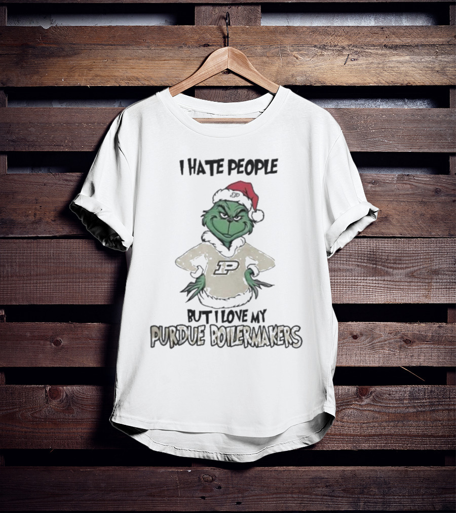 I Hate People But I Love My Purdue Boilermakers Grinch Christmas T-Shirt
