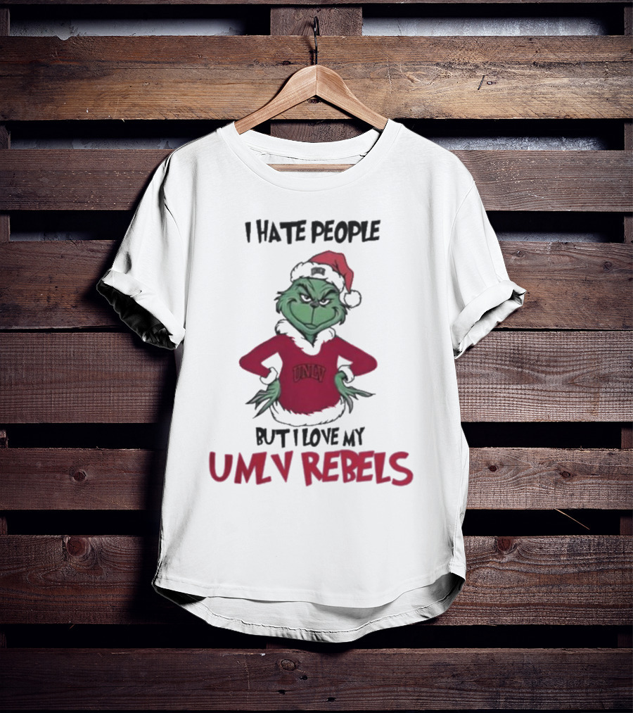 I Hate People But I Love My UNLV Rebels Grinch Christmas Fan T-Shirt