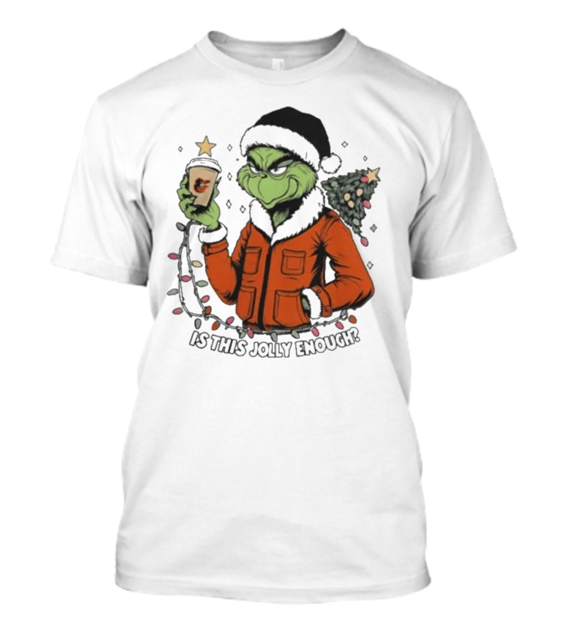 Baltimore Orioles Grinch Santa Is This Jolly Enough Merry Christmas T-Shirt