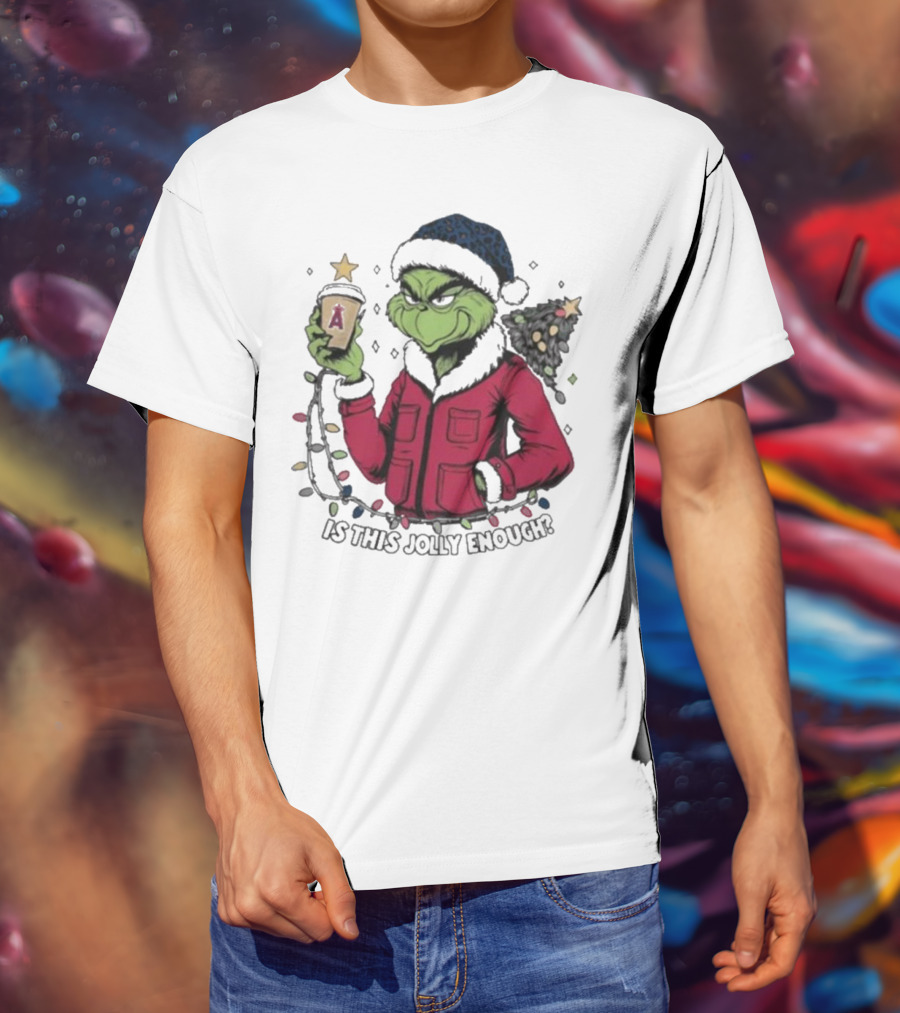 Merry Christmas Los Angeles Angels Santa Grinch Is This Jolly Enough T-Shirt