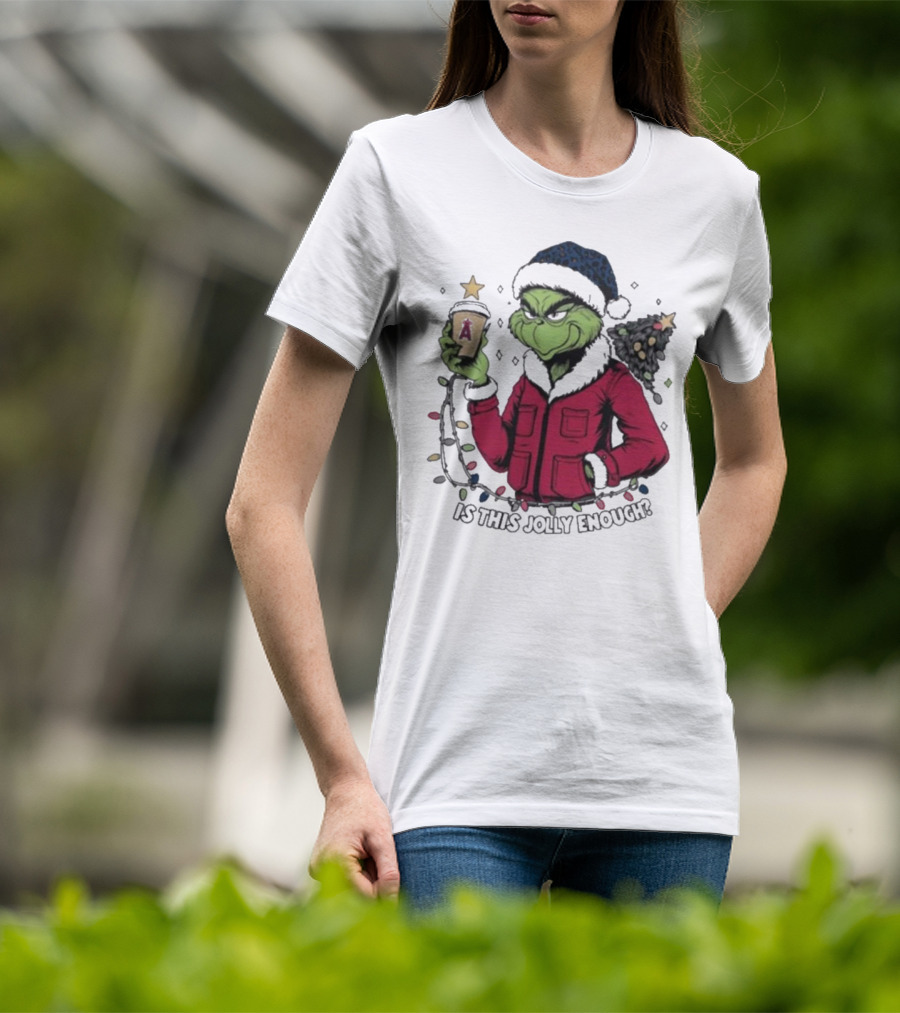 Merry Christmas Los Angeles Angels Santa Grinch Is This Jolly Enough T-Shirt