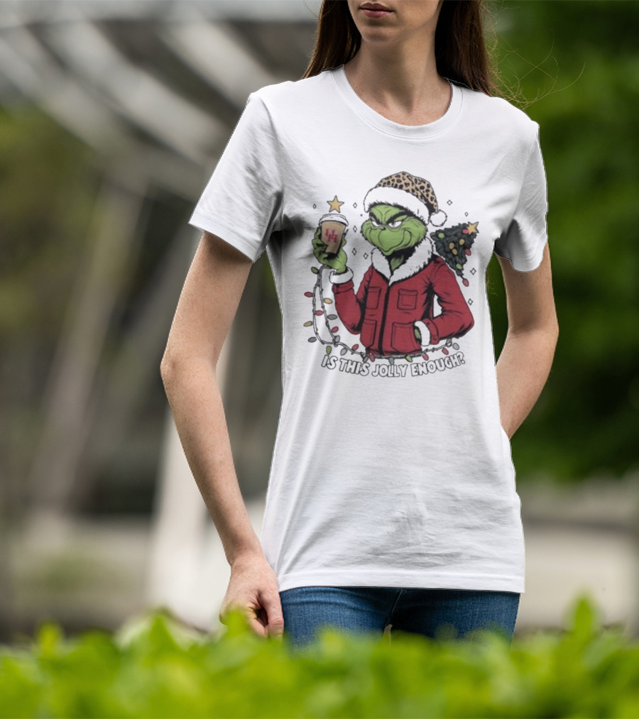 Houston Cougars X Grinch Is This Jolly Enough Merry Christmas T-Shirt