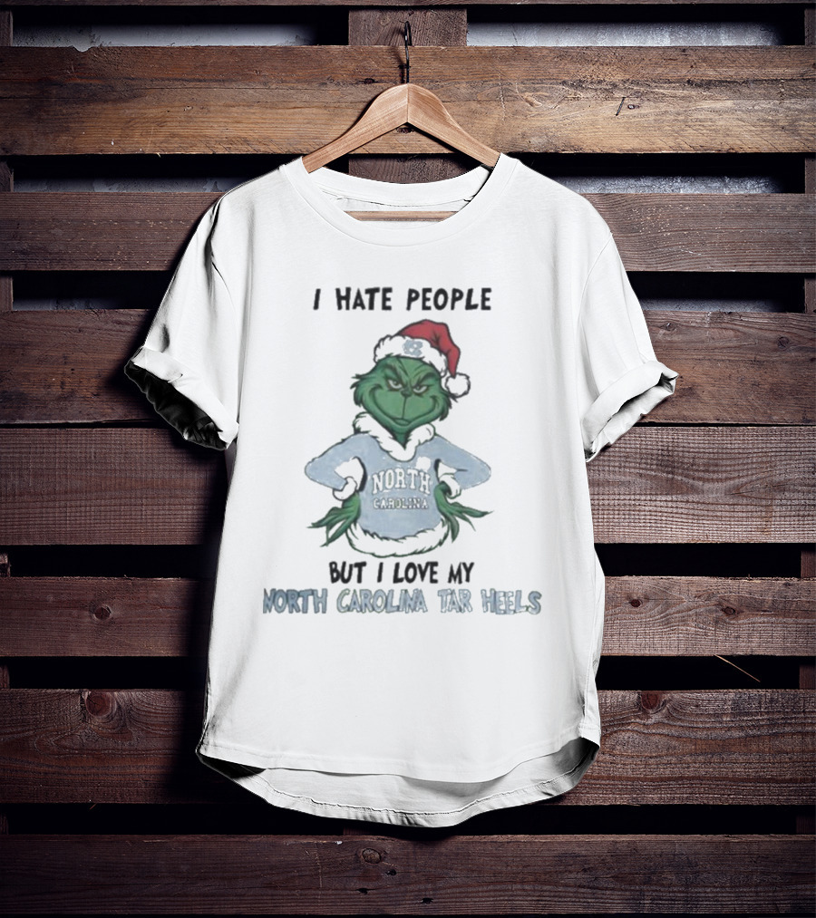 I Hate People Grinch Loves North Carolina Tar Heels Merry Christmas T-Shirt