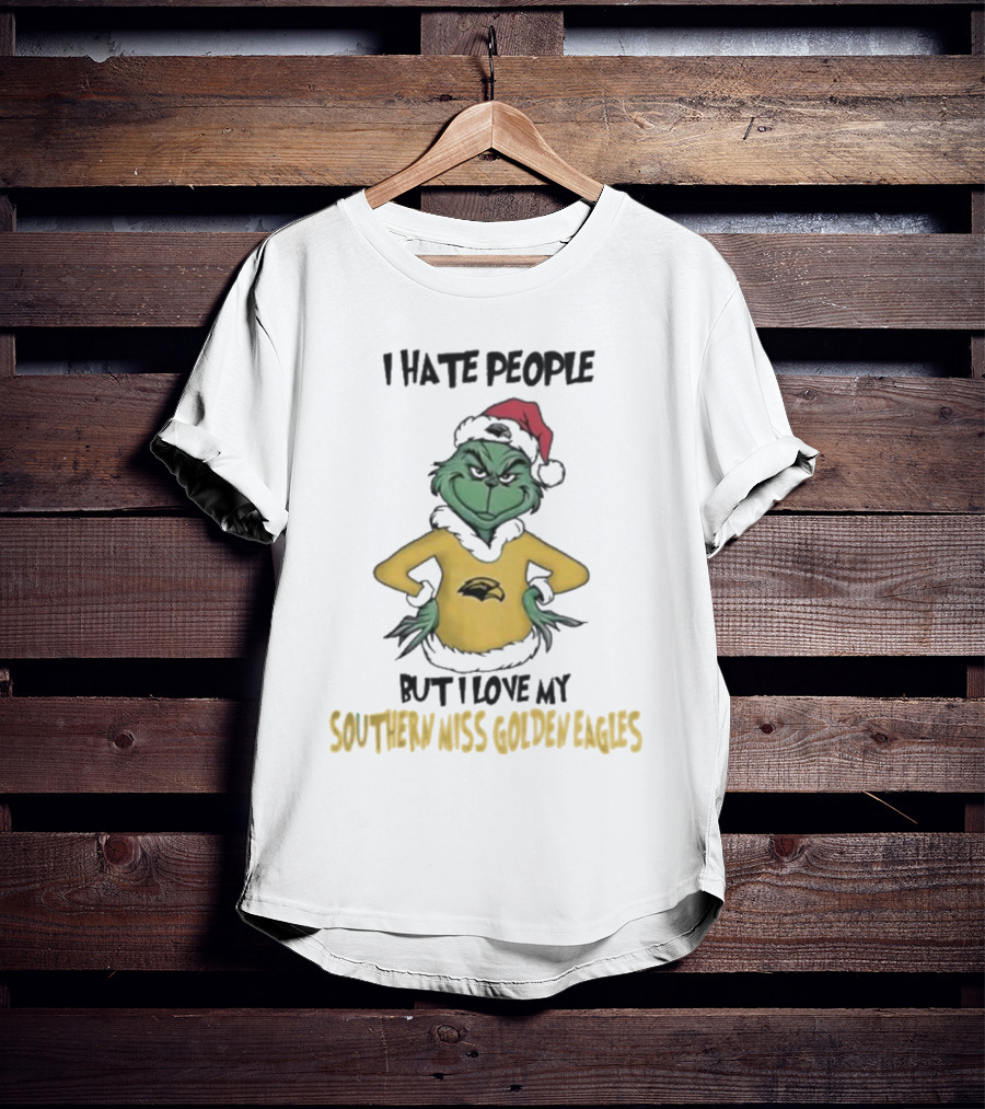 I Hate People But I Love My Southern Miss Golden Eagles Grinch Christmas T-Shirt