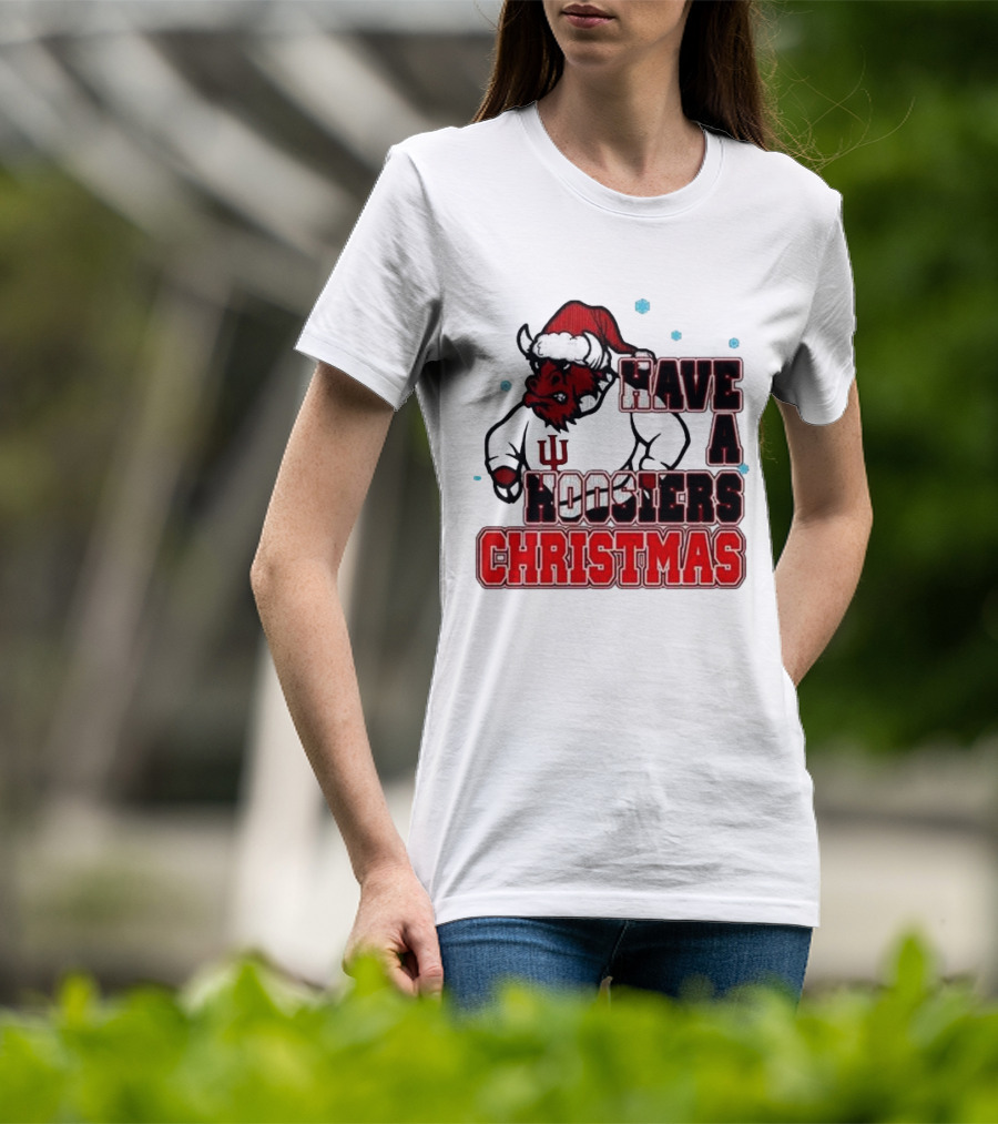 Have A Hoosiers Christmas Indiana Hoosiers Santa Mascot T-Shirt