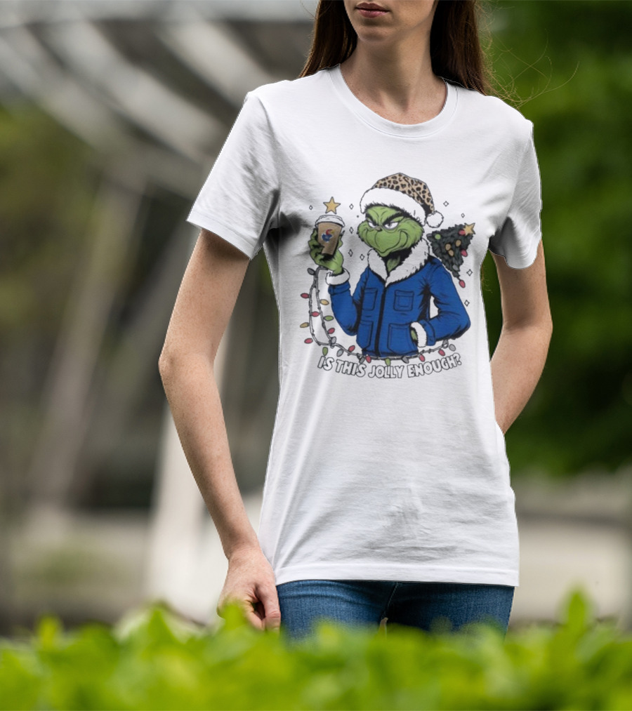 Kansas Jayhawks Grinch Is This Jolly Enough Merry Christmas T-Shirt