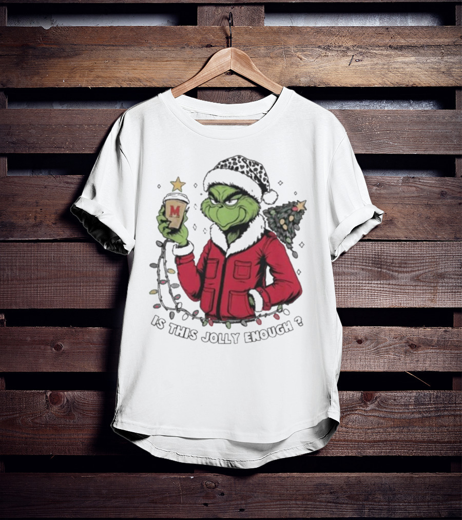 Maryland Terrapins Grinch Santa Is This Jolly Enough Merry Christmas T-Shirt