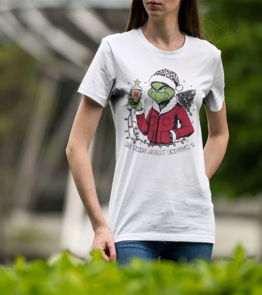 Maryland Terrapins Grinch Santa Is This Jolly Enough Merry Christmas T-Shirt