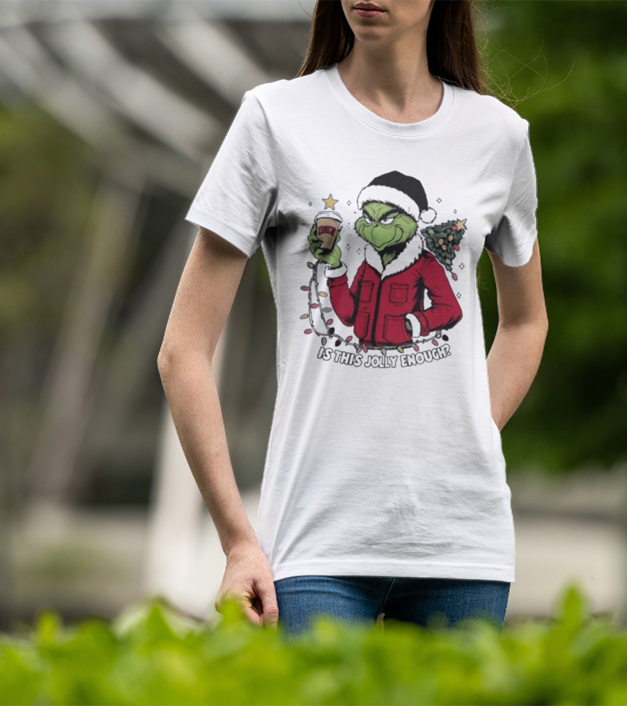 UNLV Rebels Grinch Is This Jolly Enough Merry Christmas Coffee Lights Tree T-Shirt