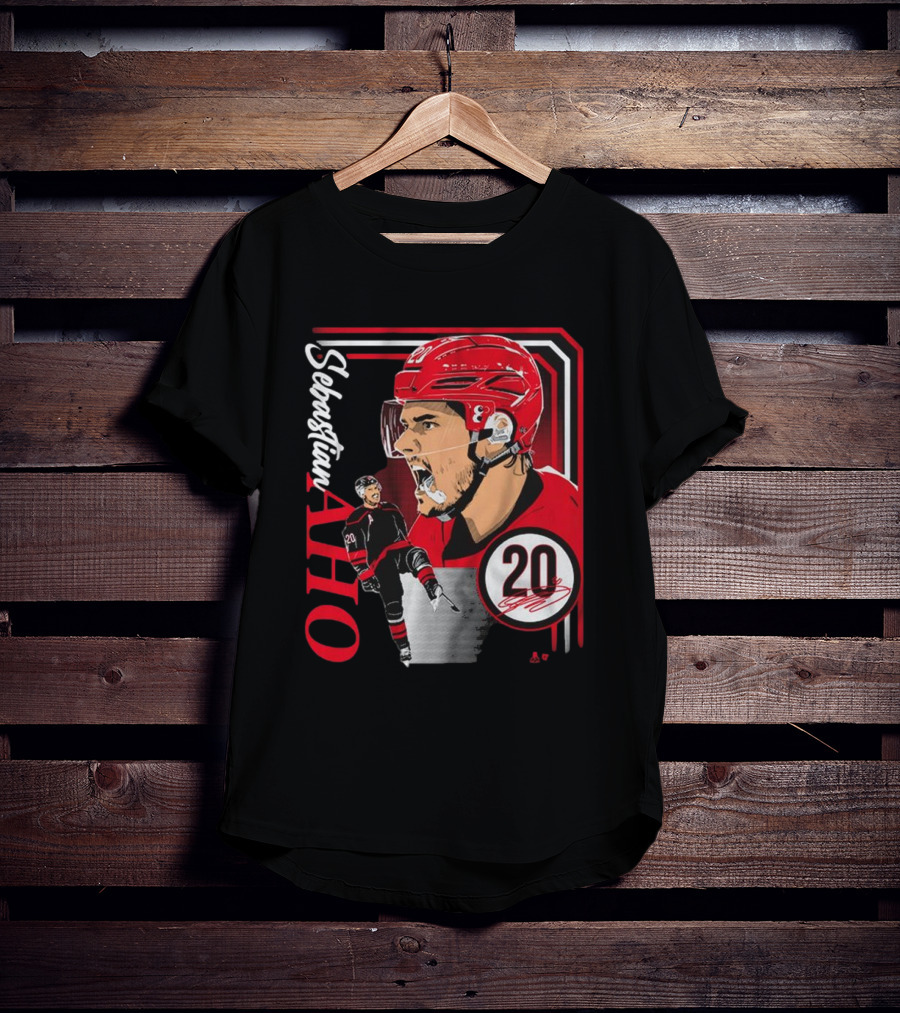 Sebastian Aho Number 20 Hockey Collage Frame T-Shirt