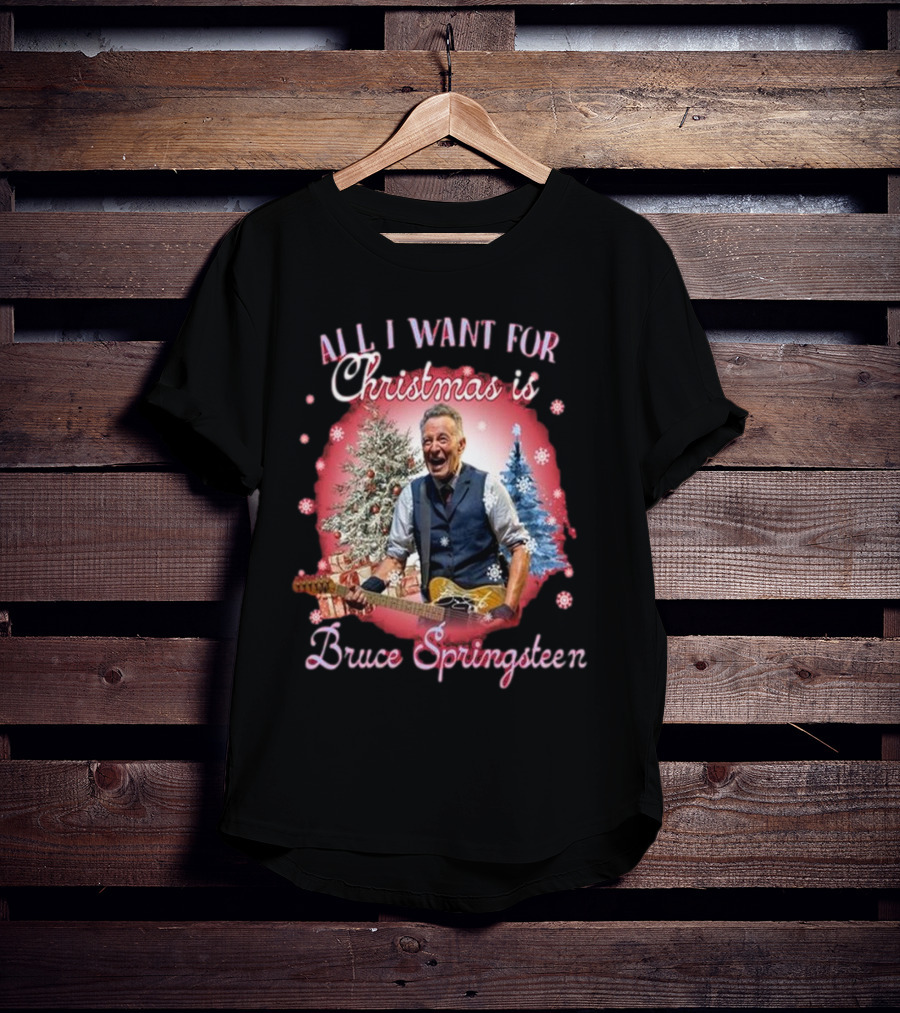 All I Want For Christmas Is Bruce Springsteen Snowflakes Christmas Trees T-Shirt