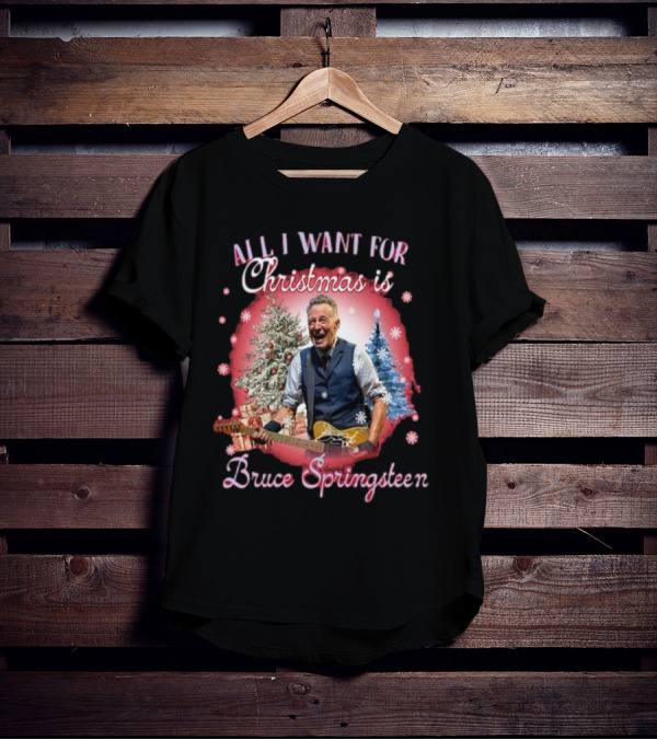 All I Want For Christmas Is Bruce Springsteen Snowflakes Christmas Trees T-Shirt