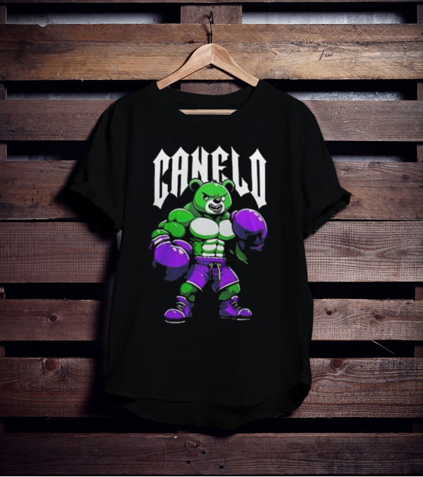 Canelo Boxing Bear In Green And Purple Gear T-Shirt