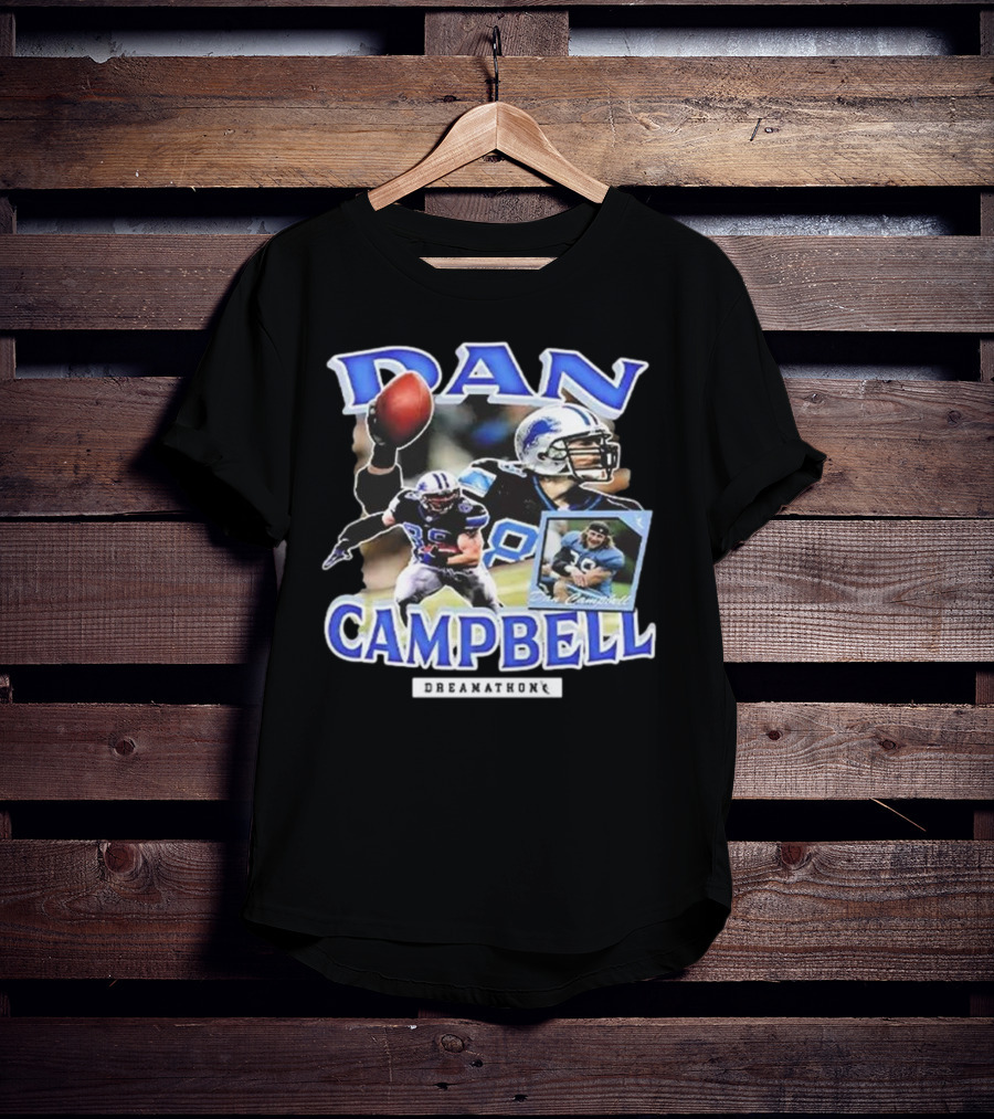 Dan Campbell Dreamathon Football Player Action Collage T-Shirt