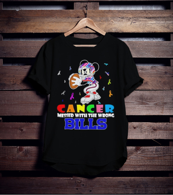 Cancer Messed With The Wrong Bills Mickey Football Ribbons T-Shirt