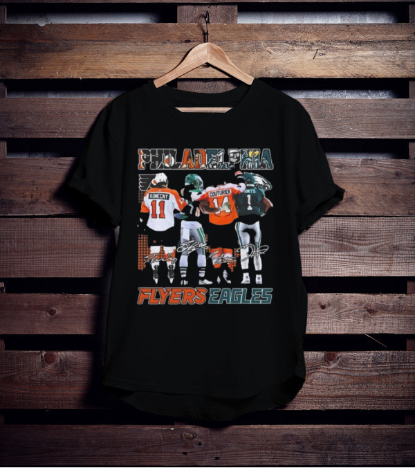 Philadelphia Flyers Eagles Konecny Couturier Hurts Signatures T-Shirt