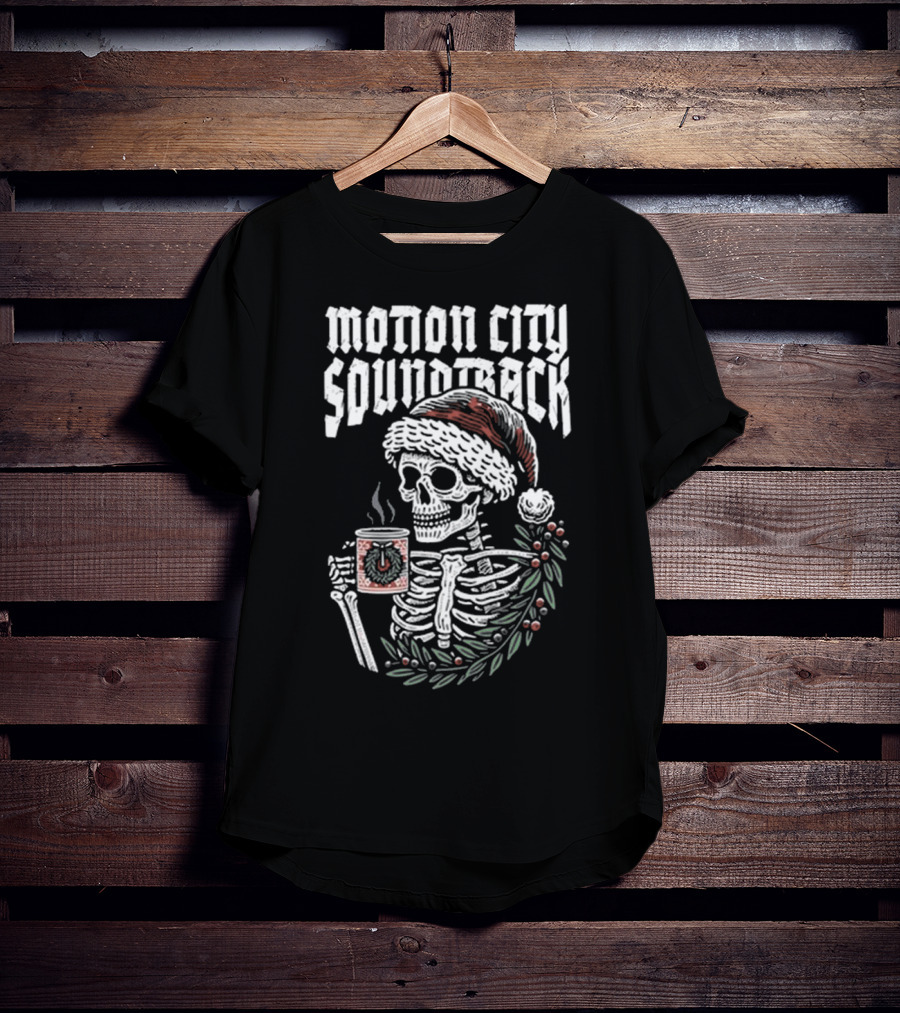 Motion City Soundtrack Skeleton Santa Hat Hot Cocoa Christmas T-Shirt