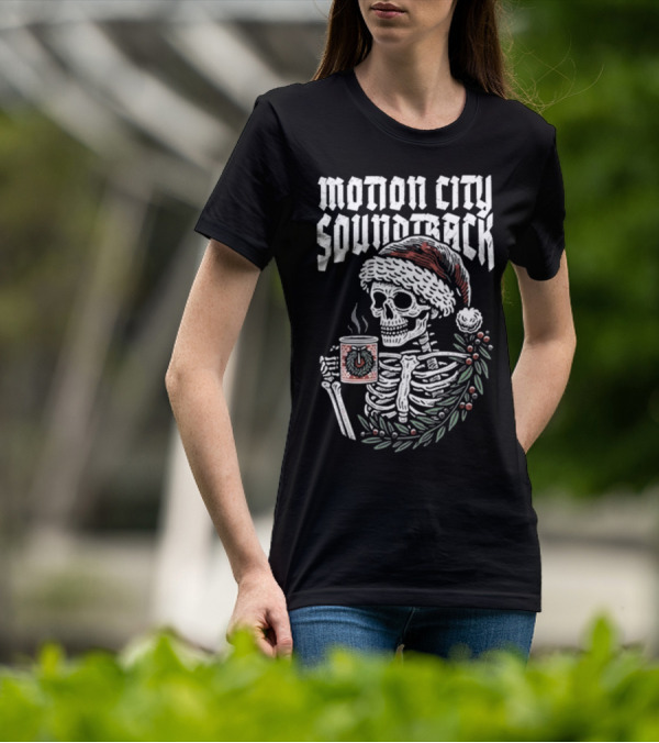 Motion City Soundtrack Skeleton Santa Hat Hot Cocoa Christmas T-Shirt