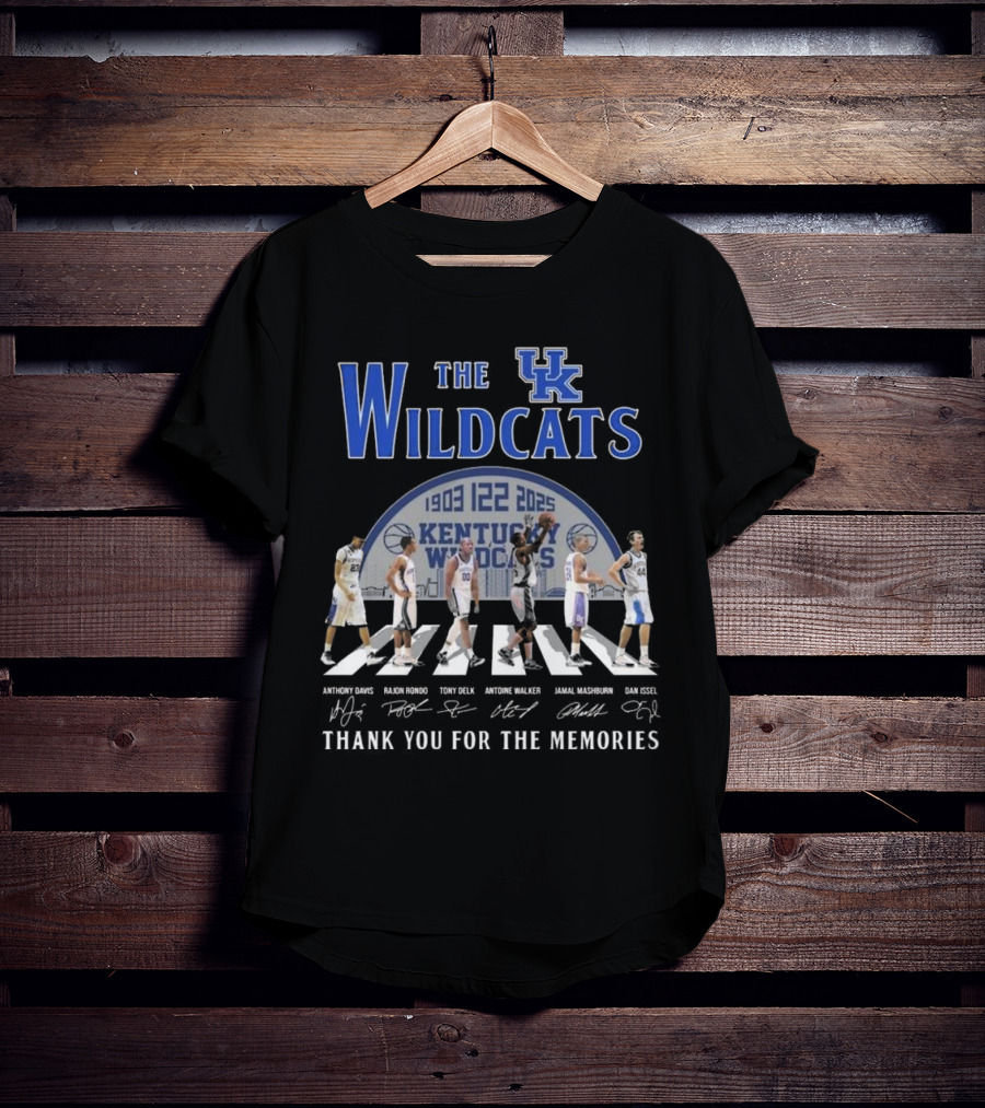 The Kentucky Wildcats 1903-2025 Signatures Thank You For The Memories Anthony Davis Rajon Rondo Tony Delk Antoine Walker Jamal Mashburn Dan Issel T-Shirt