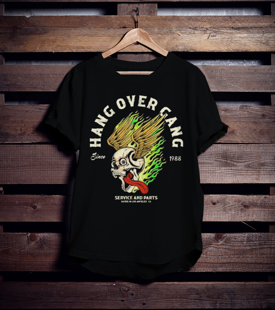 Hangover Gang Since 1988 Skull Wings Service And Parts Los Angeles CA T-Shirt