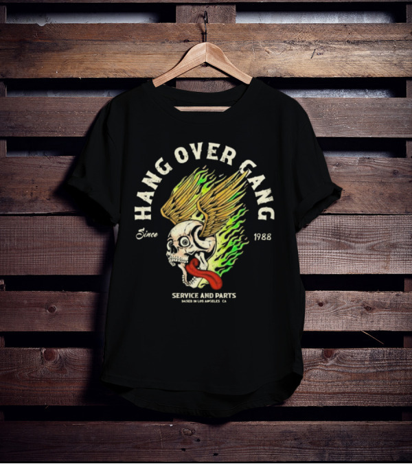Hangover Gang Since 1988 Skull Wings Service And Parts Los Angeles CA T-Shirt