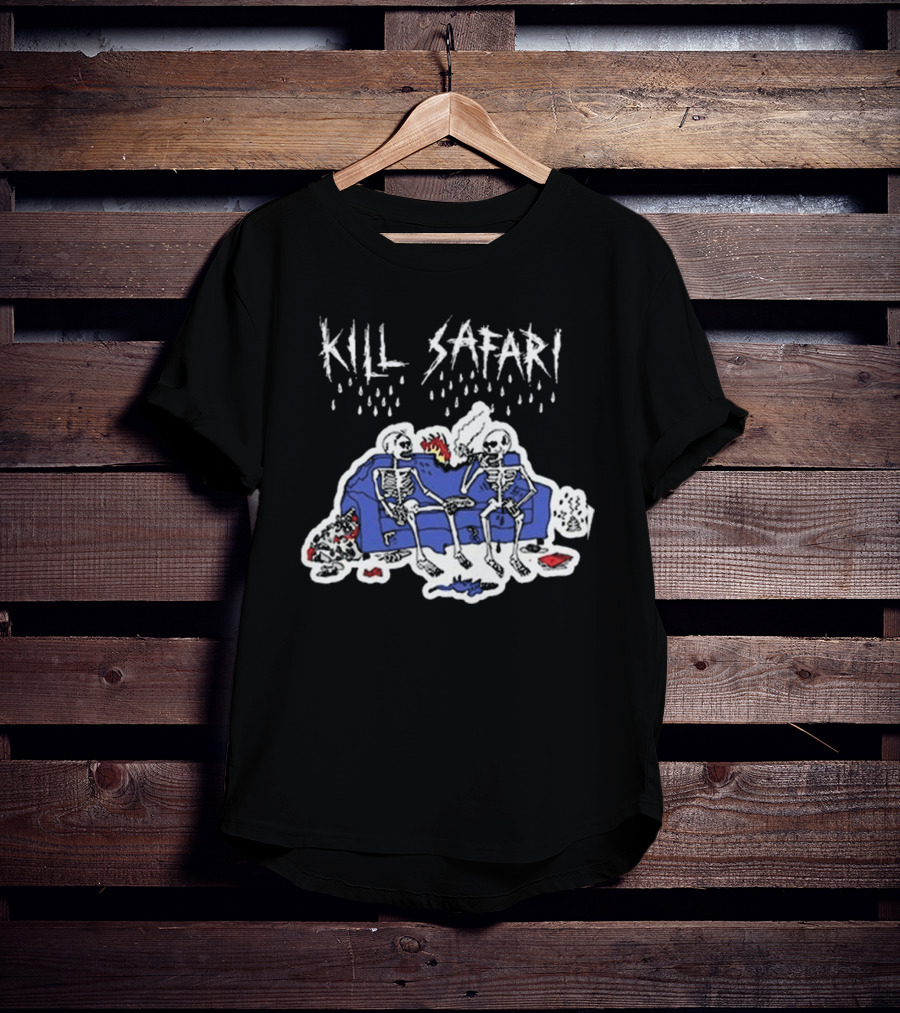 Kill Safari Skeletons Smoking On Couch T-Shirt