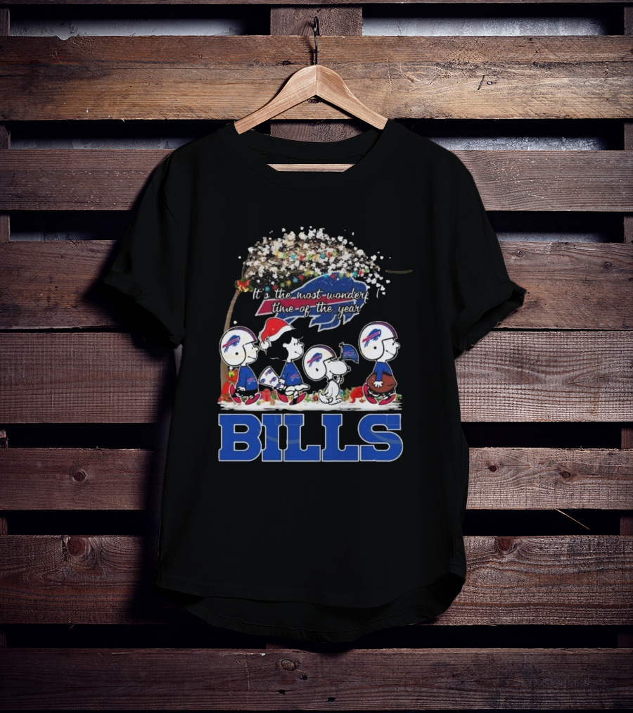 Peanuts Characters Buffalo Bills NFL Christmas It’s The Most Wonderful Time Of The Year T-Shirt